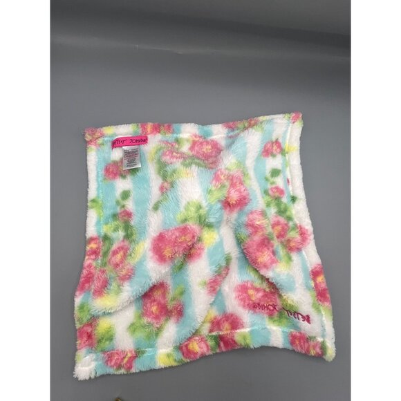Betsey Johnson Puppy Lovey Security Blanket Baby Blankie 13" Blue Floral Soft - Picture 3 of 7